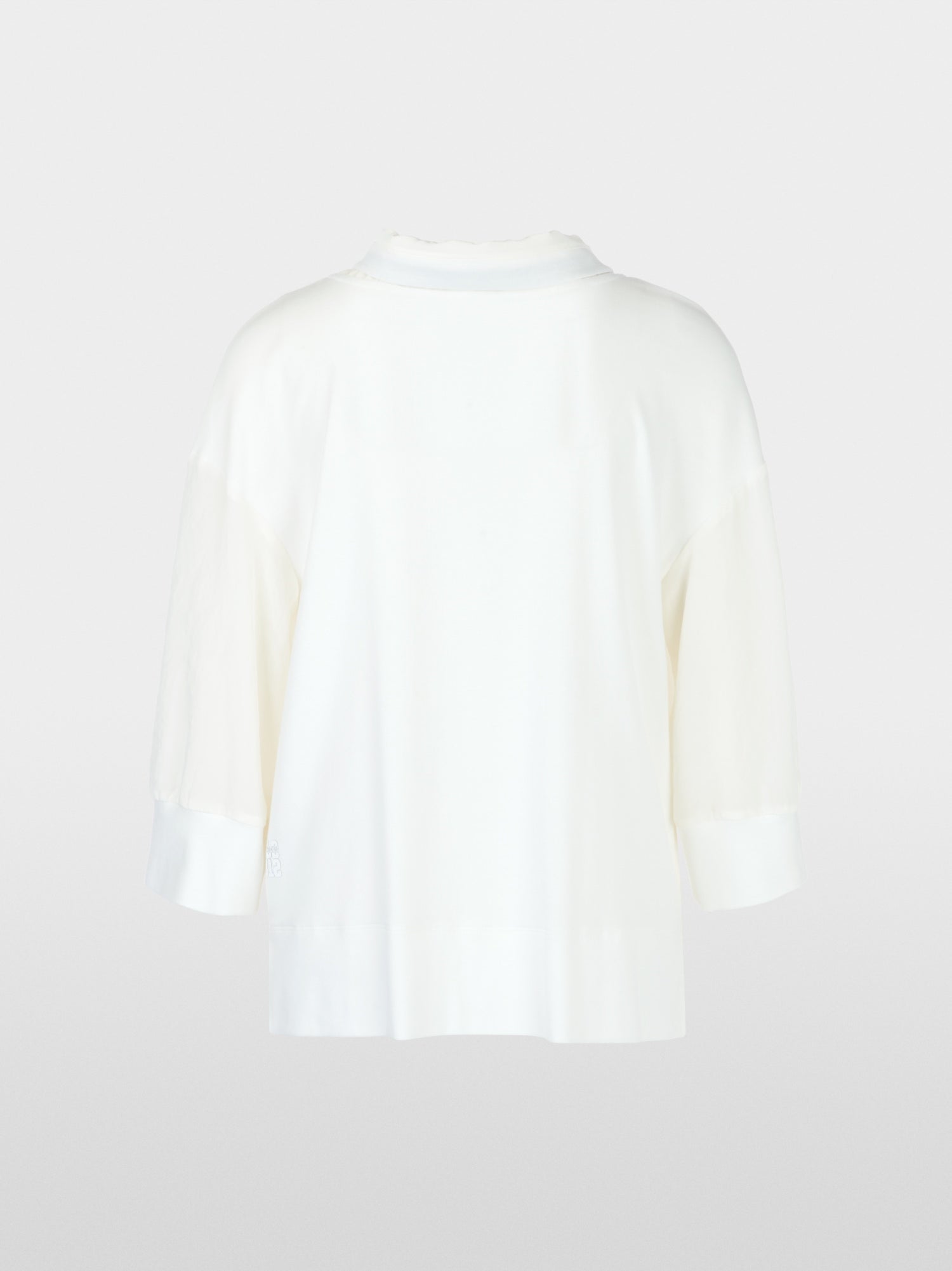 Off White Cotton Blend Funnel Neck Top