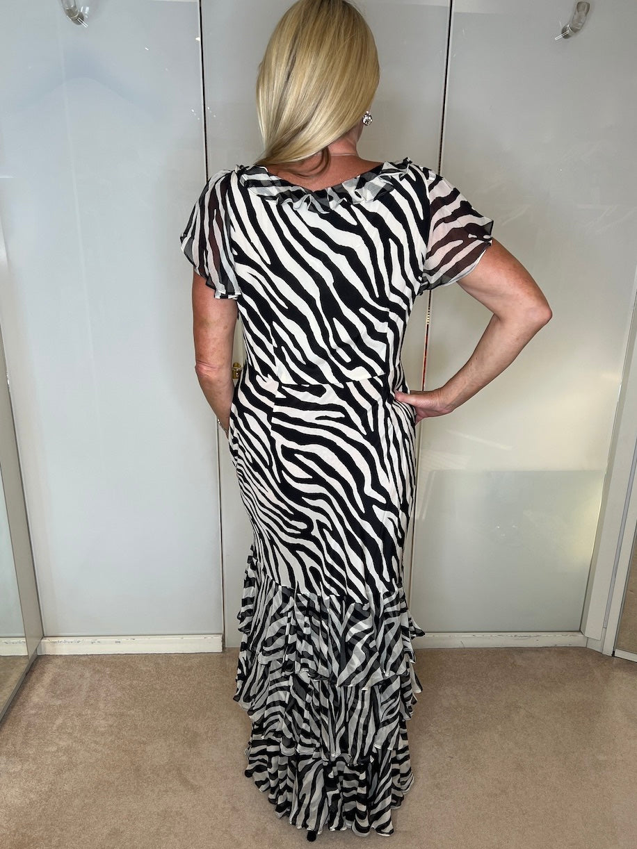 Zebra Black Amelle Silk Gown