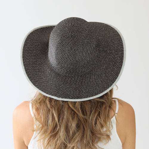 Black & Light Grey Contrast Edge Floppy Sun Hat