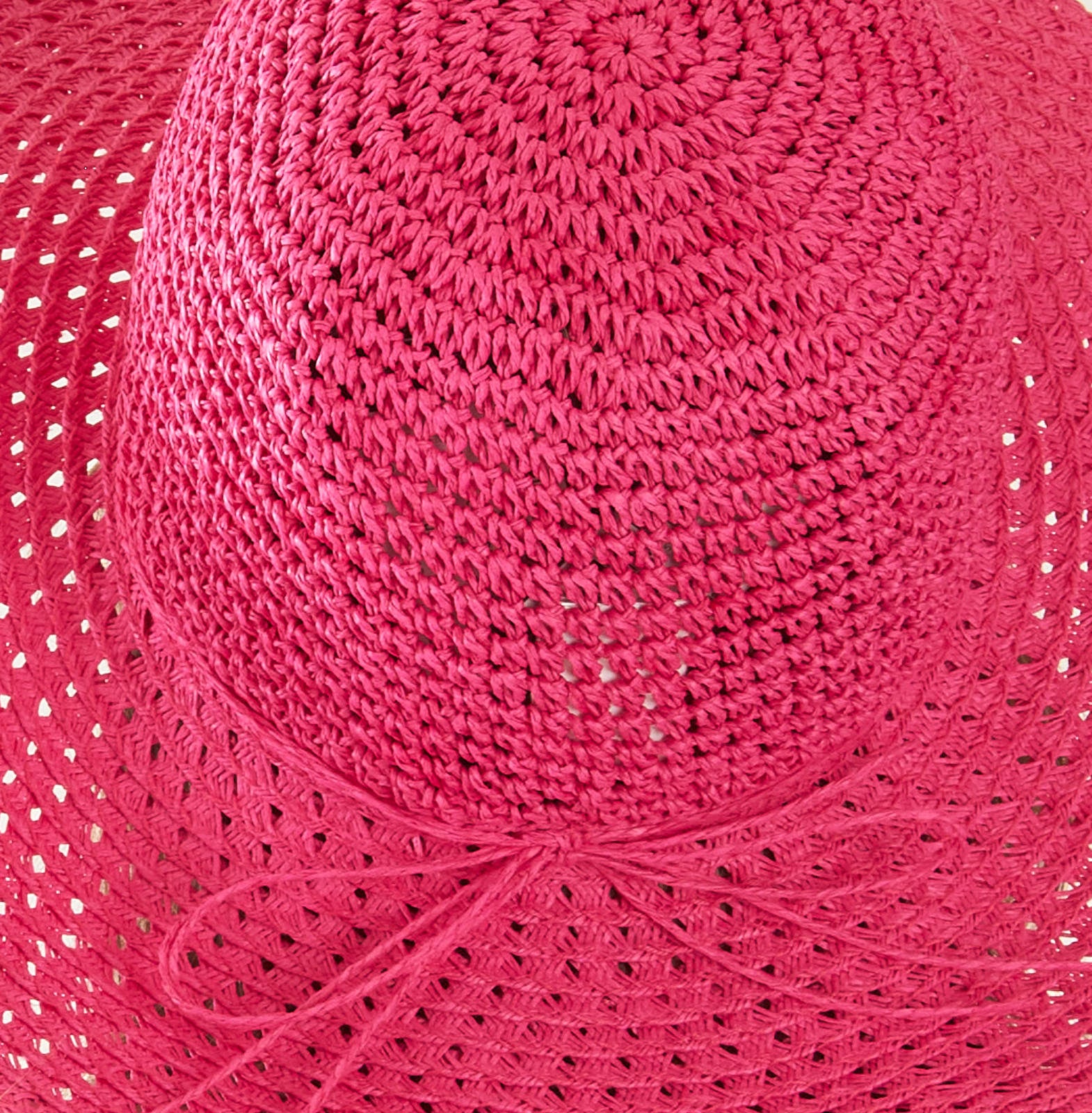Fuchsia Bow Paper Crochet Floppy Sun Hat