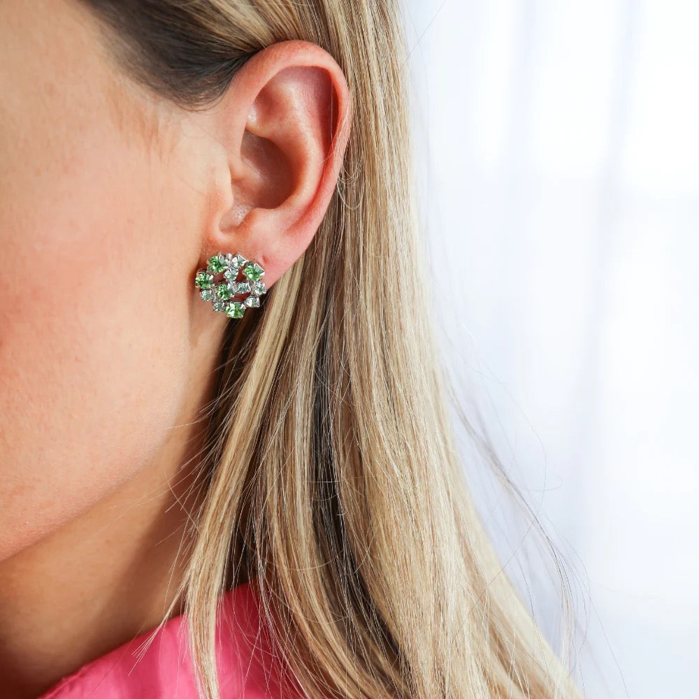 Gold Kassandra Green Combo Crystal Earrings