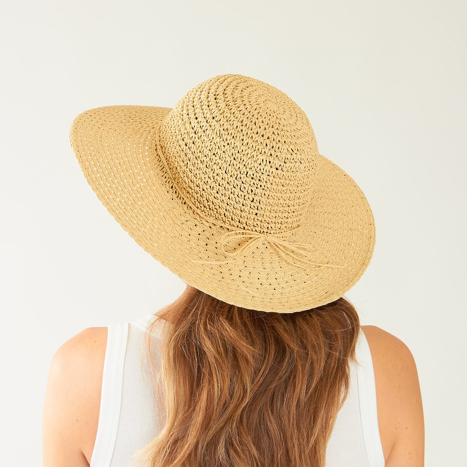Linen Bow Trim Floppy Sun Hat
